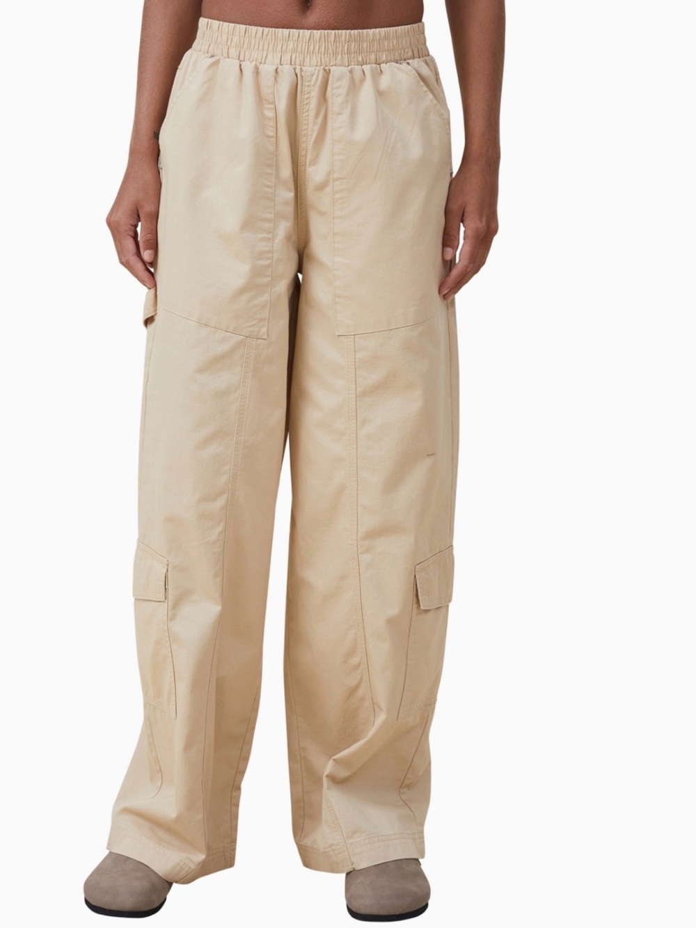 Cotton On Off White Wide-Leg Cargo pants